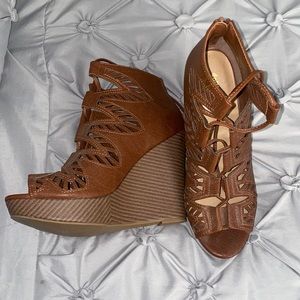 Dollhouse Lace Up Wedge Sandals